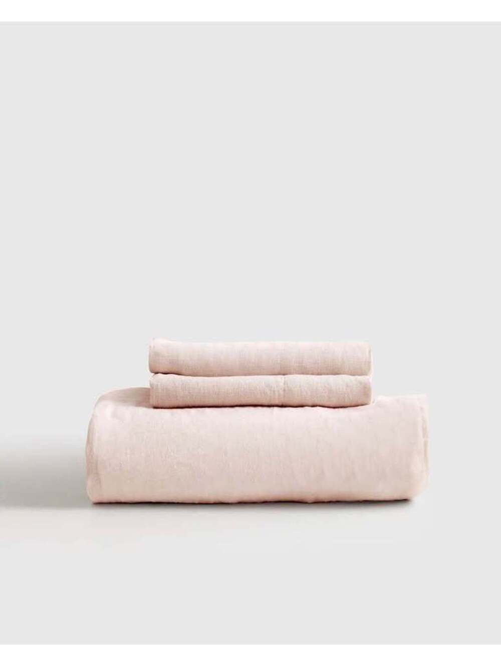 Quince European Linen Fitted Sheet Set Soft Blush Pink - King